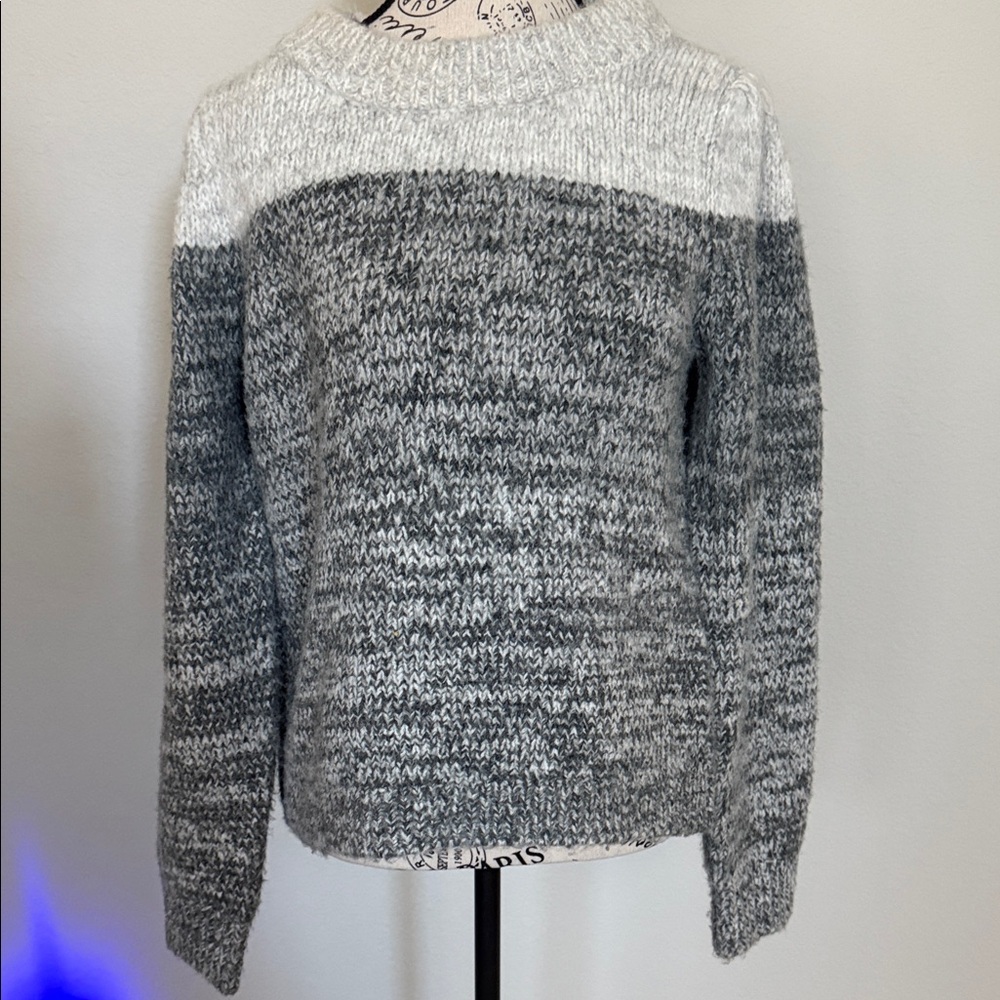 1. State Gray and White Crew Neck Sweater